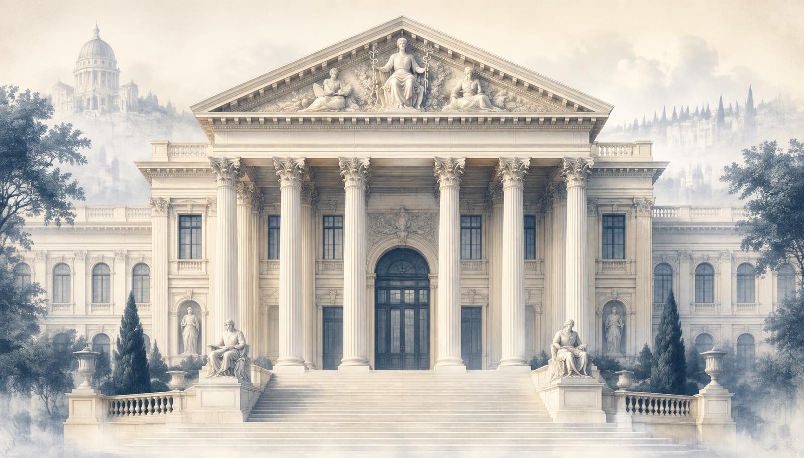 Klassizistisches Akademiegebäude der Akademie Ihre gesunde Arztpraxis